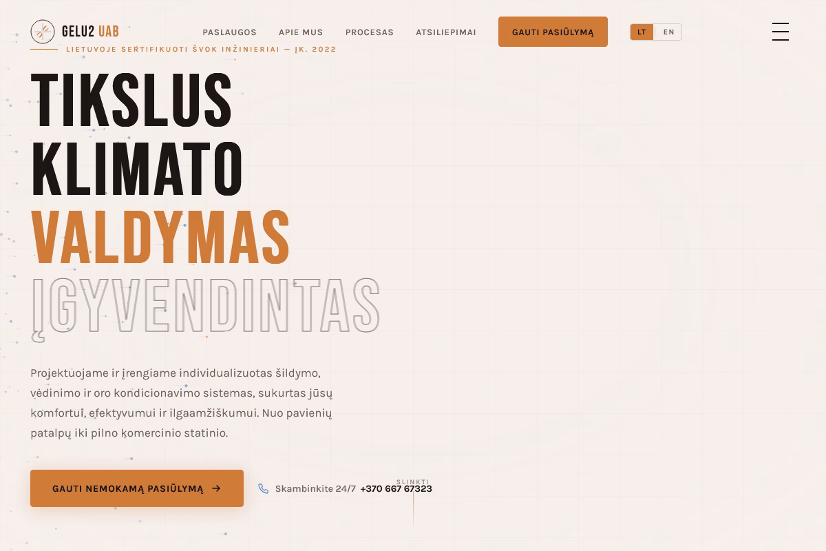 Gelu2 paslaugos svetainė — Tekko projektas
